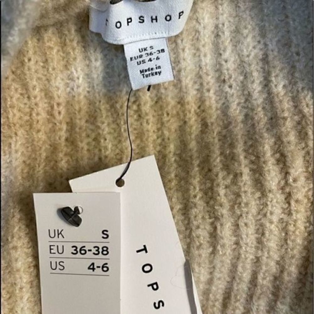 Topshop Cream Wool Blend Belted Open Front Cardigan Small NWT - Picture 4 of 7